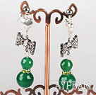 liens papillon belle et boucles d'oreilles en agate verte à facettes