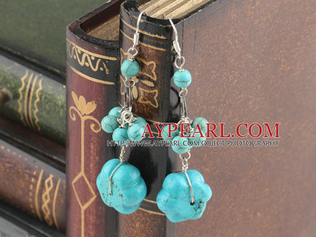 Boucles d'oreilles pendantes turquoises de style