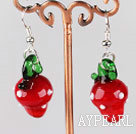 Wonderful Simple Strawberry Shape Colored Glaze Dangle Earrings With Fish Hook
