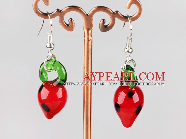 Wonderful Simple Strawberry Shape Colored Glaze Dangle Earrings With Fish Hook