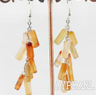 Fashion Long Chain Loop Style Firecracker Shape Agate Dangle Earrings With Fish Hook