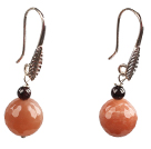 Wholesale Classic Simple Style Garnet Faceted Sunstone Bead Dangle Earrings
