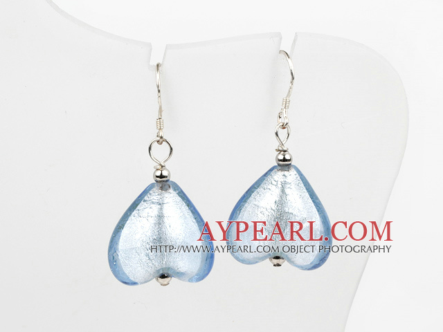 light blue heart shape colored glaze earrings