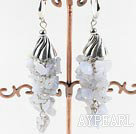 Beautiful Chic Cluster Style Blue Jasper Chips Dangle Earrings With Lever Back Hook