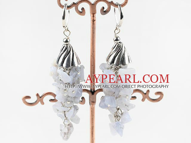 Boucles d'oreilles style chic cluster jaspe bleu