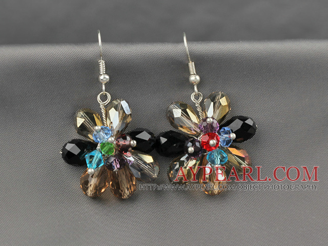 Fashion Style Assorted Multi Color Crystal Flower korvakorut