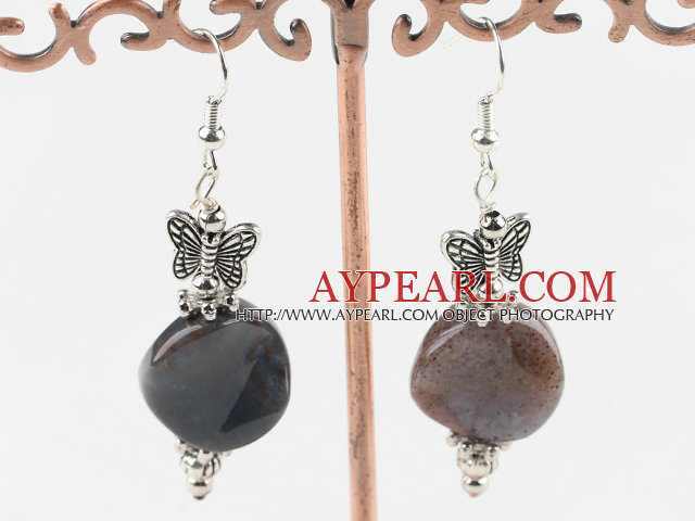 Indian agate charmes papillon boucles d'oreilles