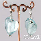 Nice Sky Blue Heart Shape Colored Glaze Dangle Earrings With Ear Hoops