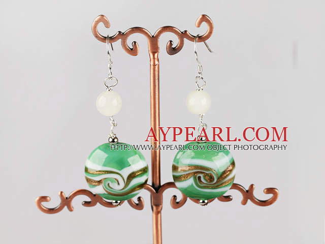 green round shape 20mm colored glaze earrings 