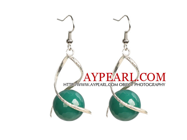 Fashion Design à facettes agate verte Perles spirale Forme Pendants d'oreilles