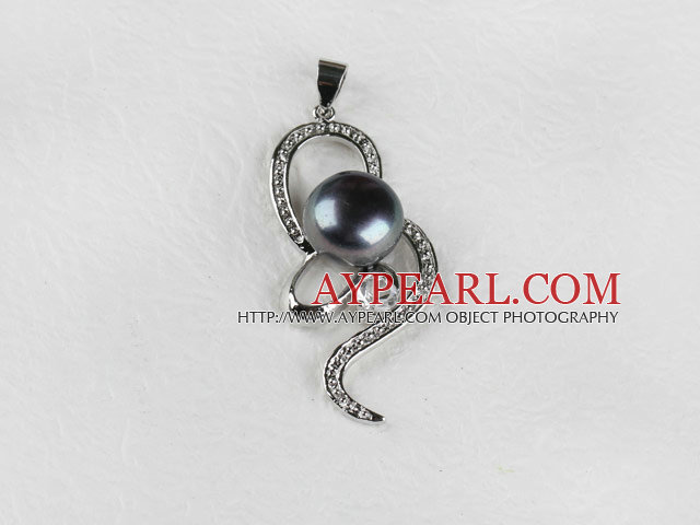 beau noir pendentif en perles d'eau douce (pas de chaînes)