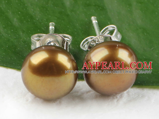 8-8.5 mm dyed gold brown pearl studs