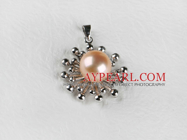 Lovely 9-10Mm Pink Freshwater Pearl Pendant Without Chains