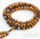 AA Grade Natural Tiger Eye Prayer Rannekoru (Yhteensä 108 helmiä, voi myös olla kaulakoru)