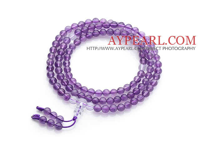 Natural Amethyst and Clear Crystal Prayer Bracelet (  Rosary Bracelet can also be necklace )