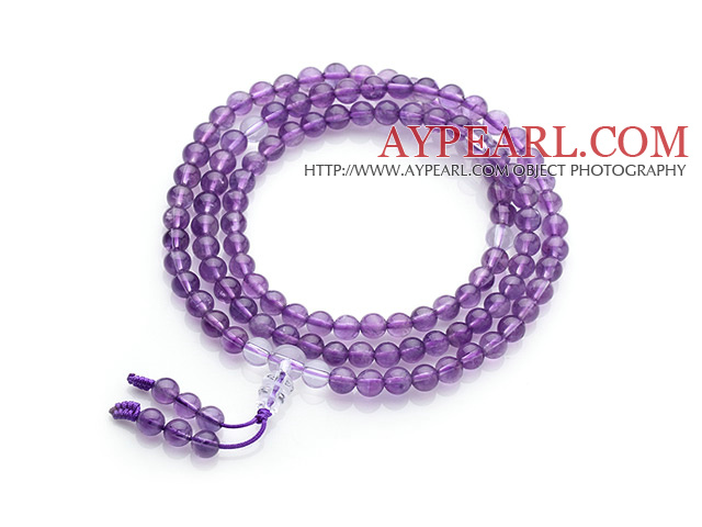 Naturlig Amethyst og Clear Crystal Bønn Bracelet (kan også være halssmykke)