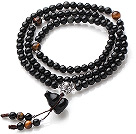 Obsidian Paryer Bracelet with Tiger Eye and 925 Sterling Silver Accessory ( can also be necklace)