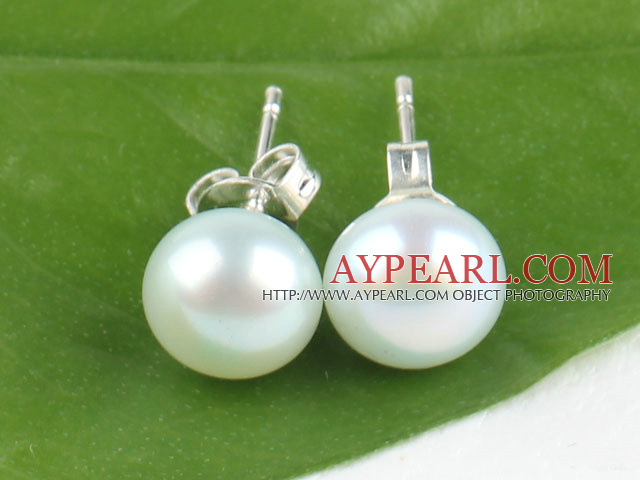 8-8.5 mm white with green cultured fresh water pearl studs
