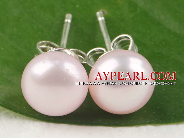 Beautiful 8-8.5Mm Pink Freshwater Pearl Studs Earrings