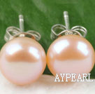 Classic 8-8.5Mm Natural Pink Freshwater Pearl Studs Earrings