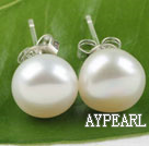 9.5-10mm white fresh water pearl studs