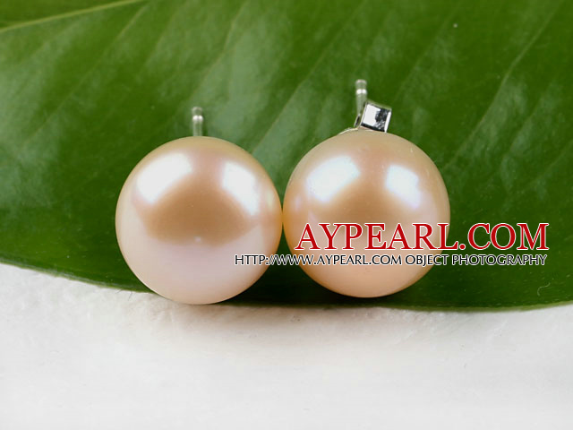 Nice Hot Style 11.5-12Mm Natural Pink Freshwater Pearl Studs Earrings