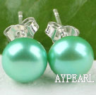 8-8.5 mm green fresh water pearl studs