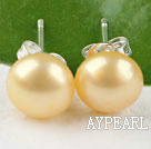 Popular 8-8.5Mm Yellow Freshwater Pearl Studs Earrings