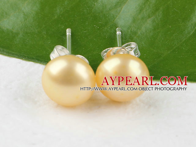 Popular 8-8.5Mm Yellow Freshwater Pearl Studs Earrings