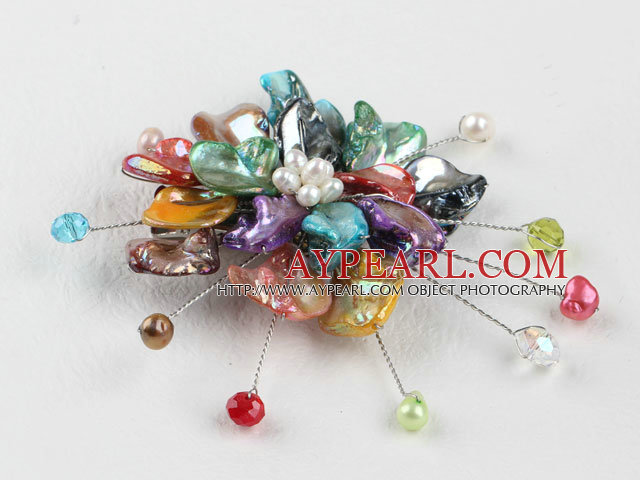 wedding jewelry admirably colorful pearl and shell flower brooch