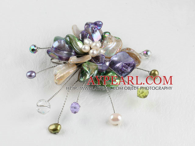 bijuterii perla de nunta admirabil colorată şi flori brosa coajă