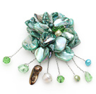 wedding jewelry admirably green pearl and shell flower brooch