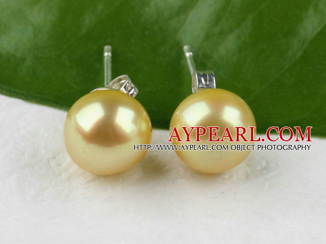 Popular 8-8.5Mm Yellow Freshwater Pearl Studs Earrings