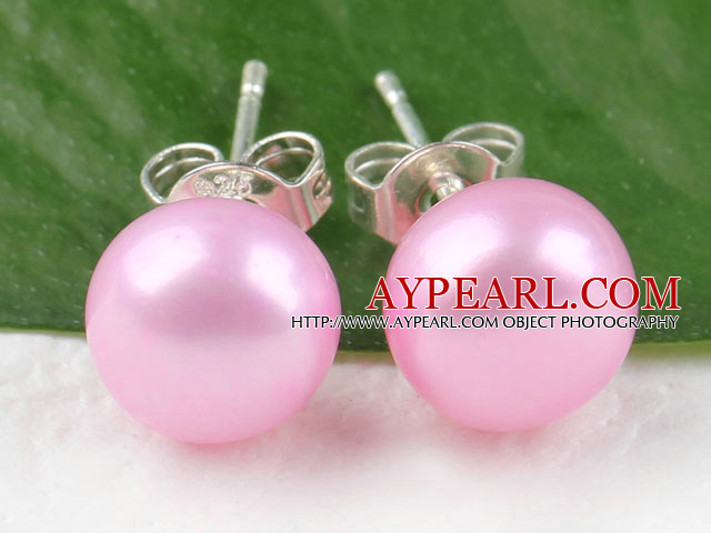 8-8.5 mm dyed pink cultured fresh water pearl studs