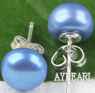 sellable 8-8.5 mm dyed blue fresh water pearl studs