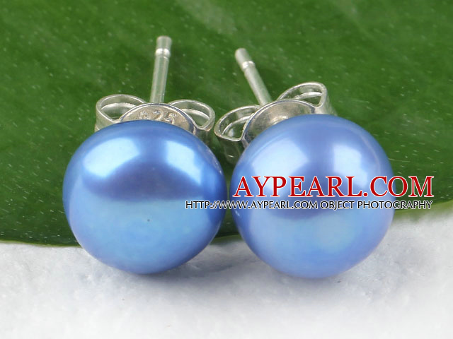 sellable 8-8.5 mm dyed blue fresh water pearl studs