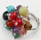 Classic Design Assortert Multi Stone og Crystal Justerbar ring