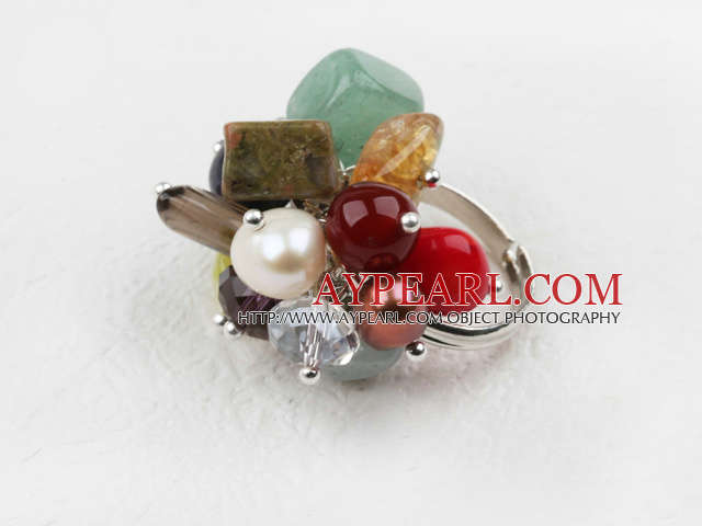 Classic Design Assortert Multi Stone Justerbar Ring