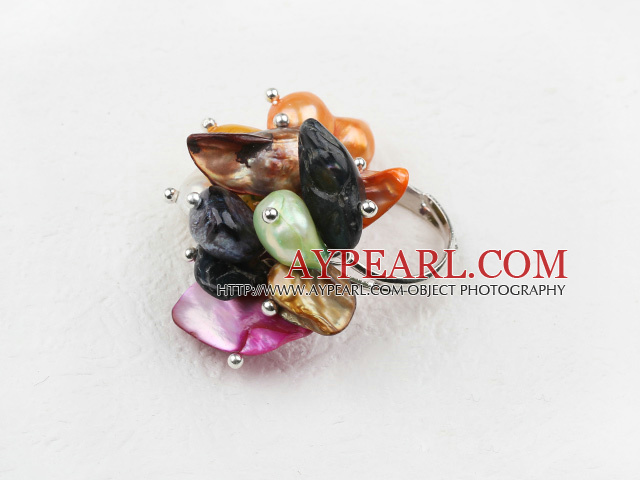 Design classique assorties dents multicolores en forme d'anneau réglable Perle