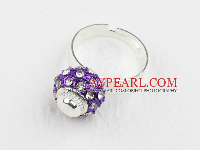 Fashion Style Violet européenne perle Bague réglable