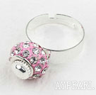 Fashion Style Pink European Bead with Rhinestone Adjustable Shambala Ring