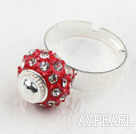 Fashion Style Red European with Rhinestone Bead Adjustable Shambala Ring