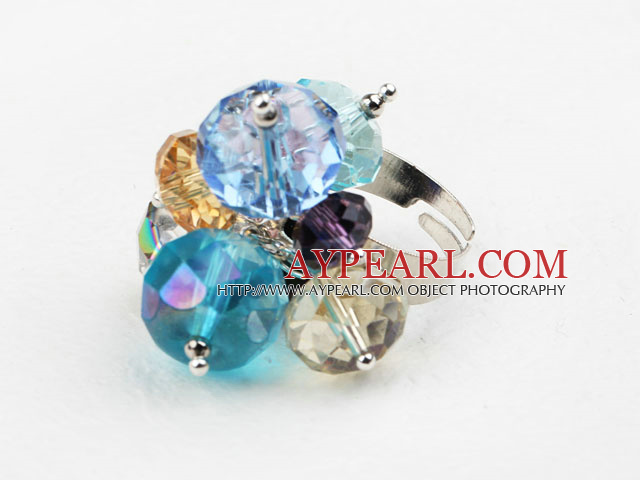 Assorted Multi Color Crystal justerbar ring