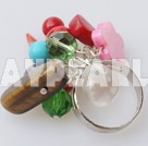 Beautiful Multi Colorful Stone Crystal And Shell Cluster Adjustable Ring