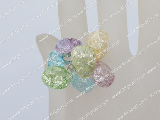Nice Colorful Burst Pattern Crystal Loop Charm Adjustable Ring