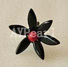 Multi Black Red Mixed Stone Flower Shape Ring 