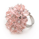 Fashion Manmade Cluster Pink Crystal Flower Adjustable Ring