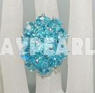 Fashion Manmade Cluster Style Sky Blue Crystal Flower Adjustable Ring