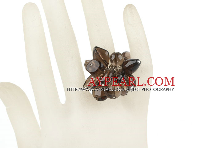 Naturlig Smoky Quartz Justerbar Ring