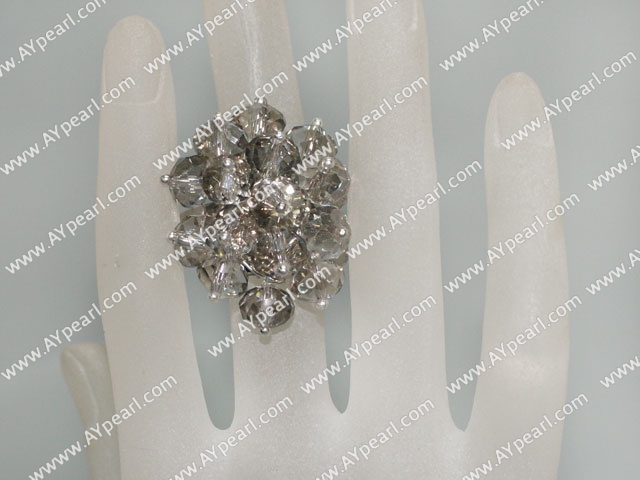 Fashion Manmade Cluster Gray/Grey Crystal Flower Adjustable Ring